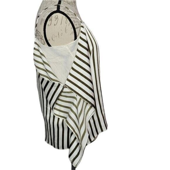 Line & Dot Charlotte ivory & green Striped Cold Shoulder Camisole Blouse NEW XS - Picture 6 of 12